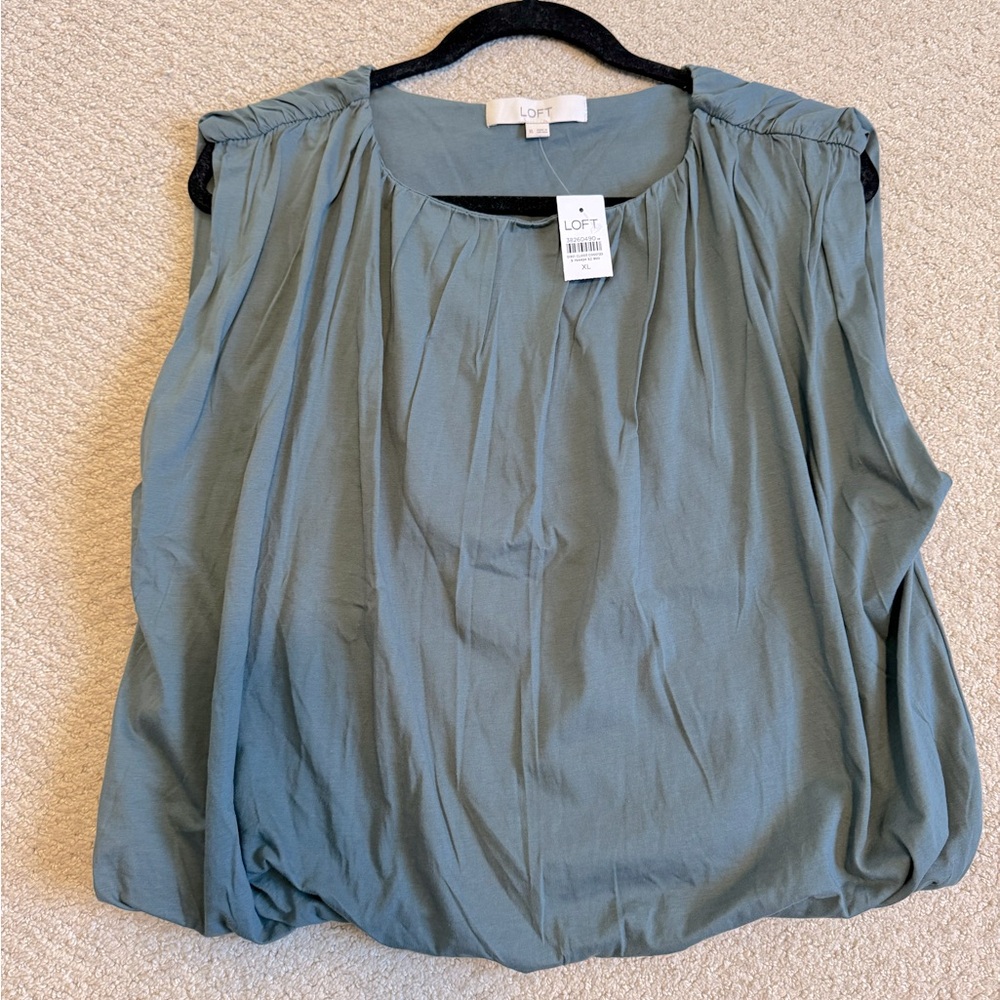 LOFT Teal Pleated Sleeveless Blouse - Picture 2 of 3
